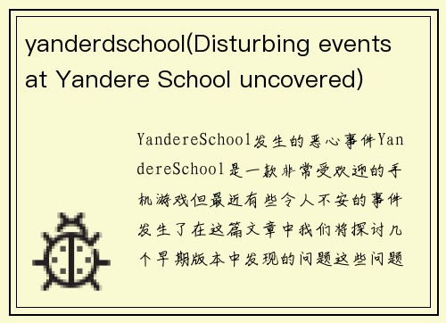 yanderdschool(Disturbing events at Yandere School uncovered)